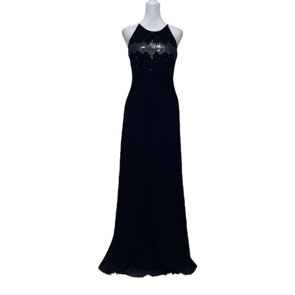 Cachet Black Evening Gown with beaded bodice - Picture 5 of 7
